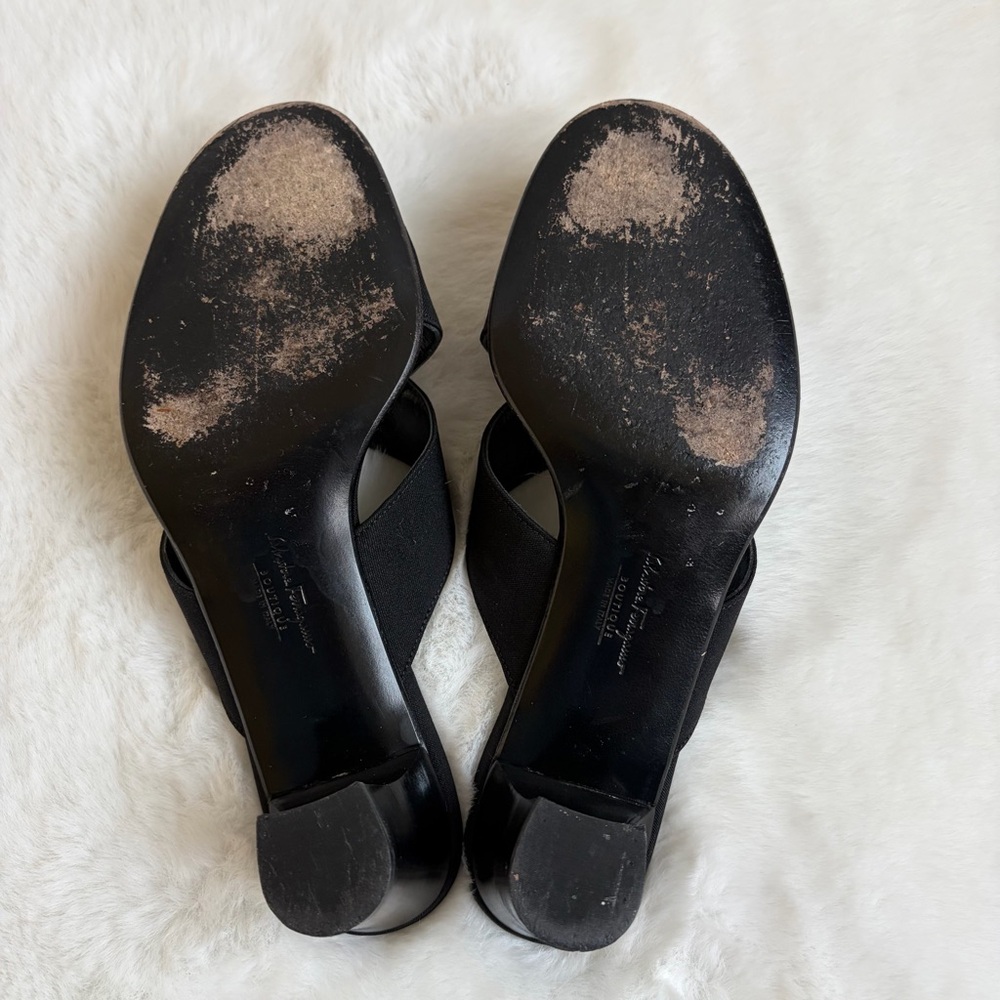 Salvatore Ferragamo Black Slip-On Heeled Sandals | 6.5 2 A - Picture 12 of 13